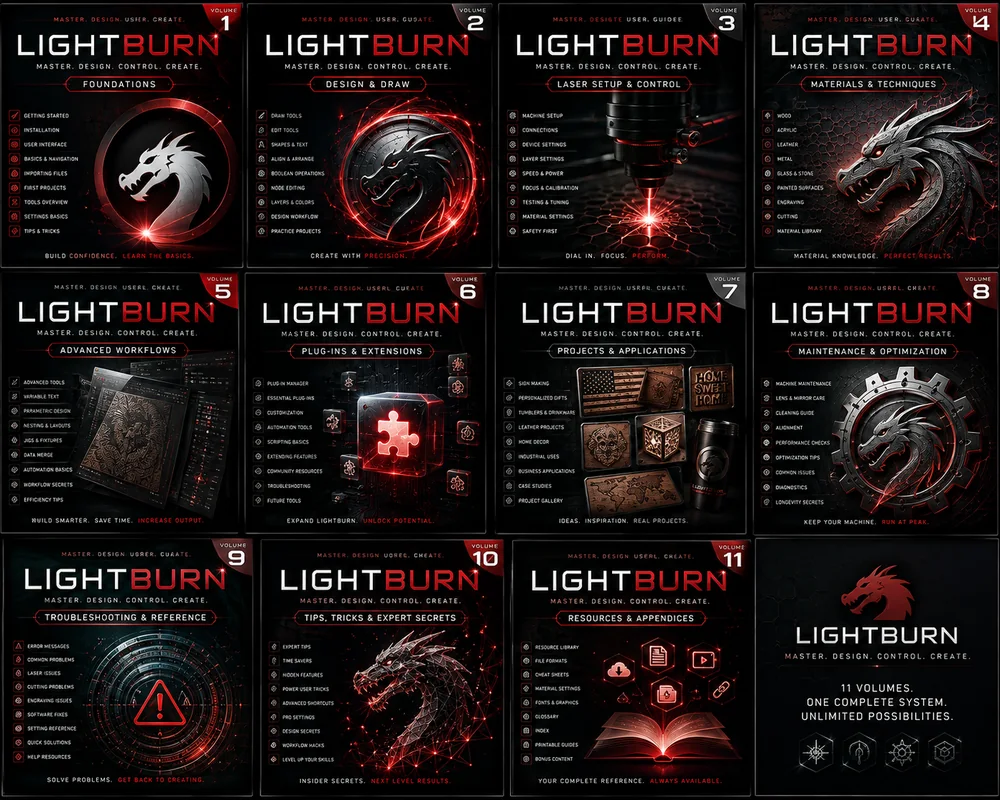 Powered by Jefre LightBurn Made Easy training series covers